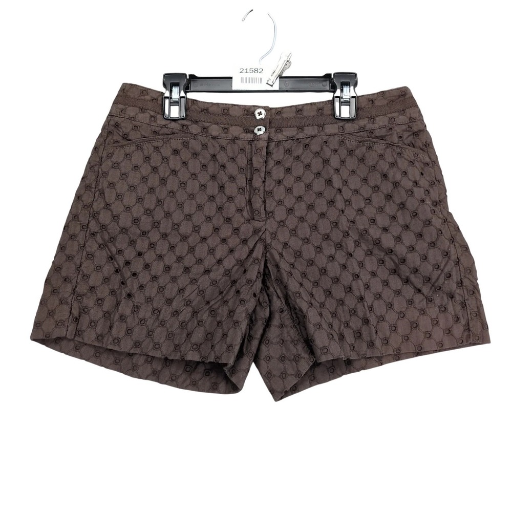 White House Black Market Brown Eyelet Lace Shorts Womens 4 Cotton 30x5" Lined